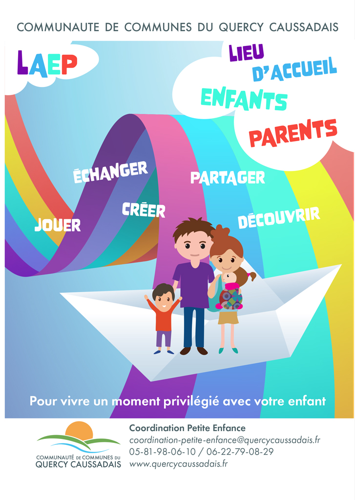 Parents avec enfants devant un arc en ciel