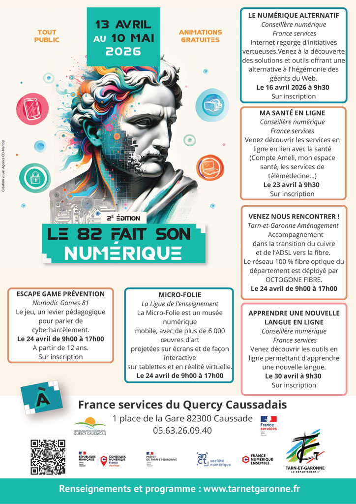 Buste statue avec des icônes numériques