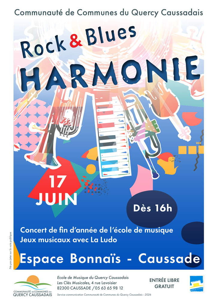 Divers instruments de musique sur un fond bleu