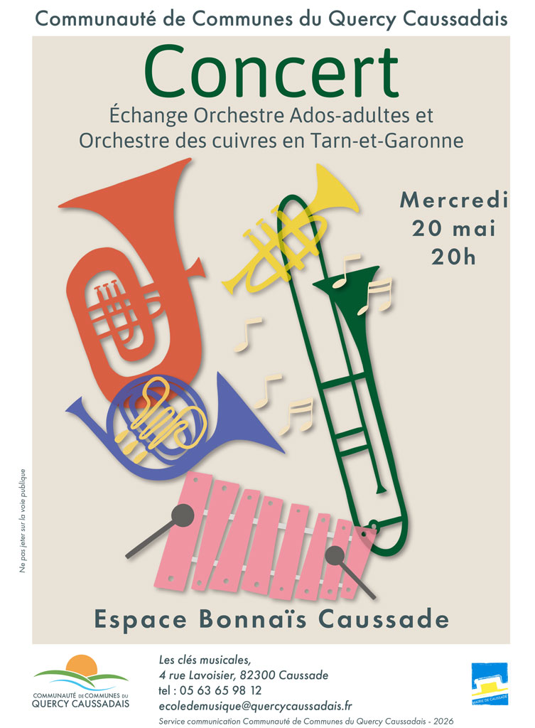 Forme de saxophone, trompette, tuba sur un fond beige