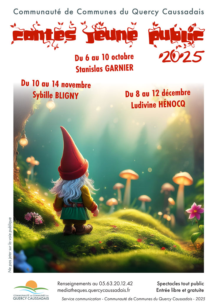 Nain de dos avec un bonnet rouge dans une forêt enchantée.