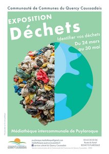 Déchets disposés en cercle et dessin de la planète terre