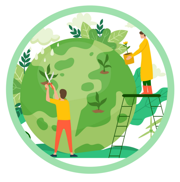 jardinier qui s'occupent de la planète
