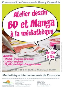 Personnage de manga dessiné avec un crayon en premier plan
