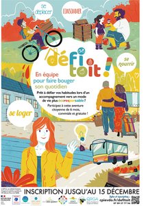 Personnages qui font du vélo, se promènent dans la nature.