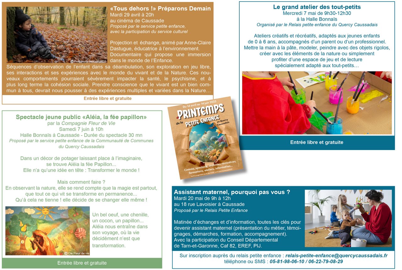 Ensemble du programme pour le printemps de la petite enfance