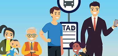 Personnes attendant le véhicule de transport à la demande