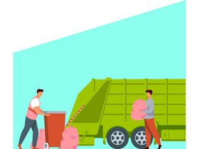Camion de ramassage des ordures vert