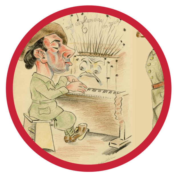 Personnage qui joue de l'orgue